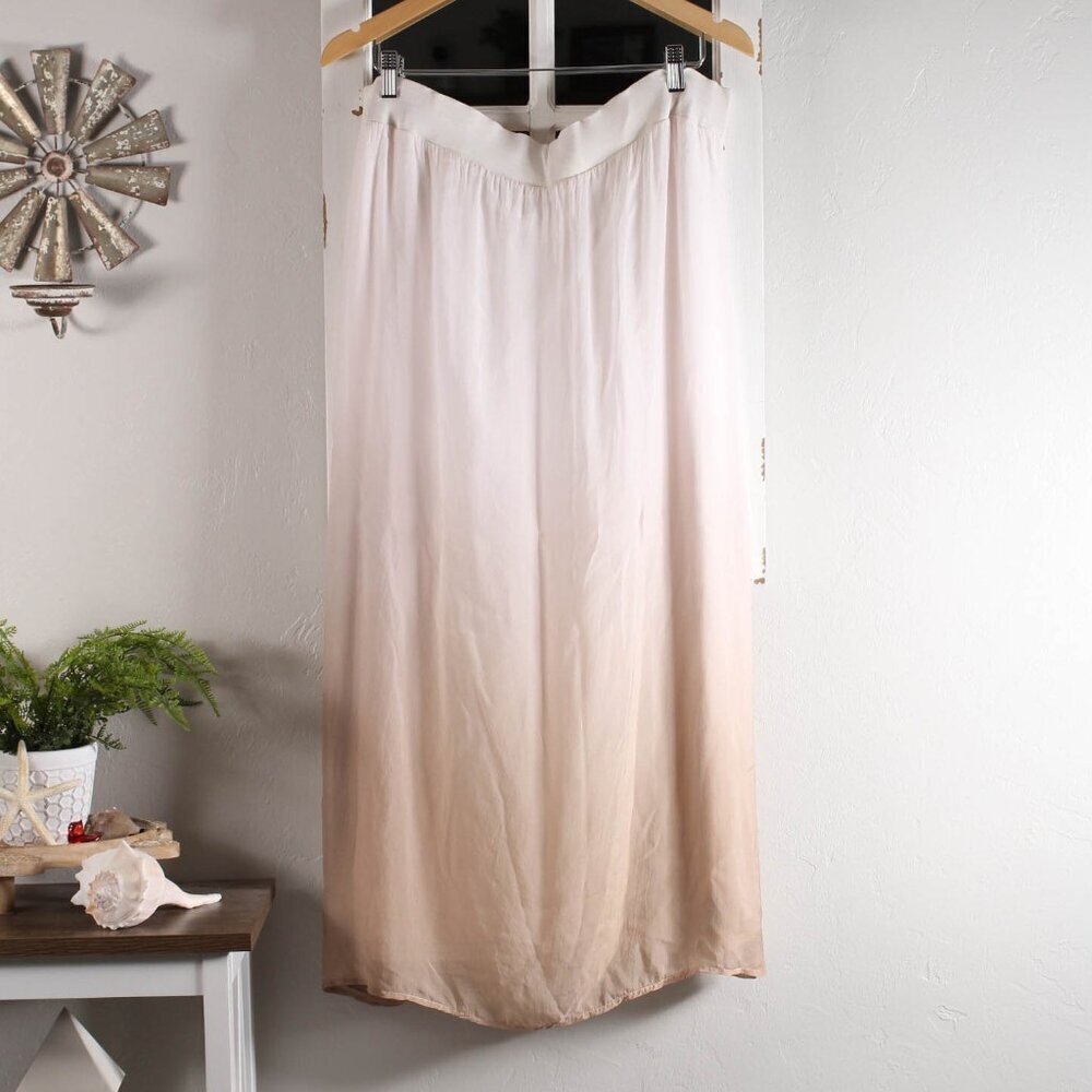 Chico’s White & Tan Ombre Rayon Maxi Skirt - Size 2 - Picture 2 of 5